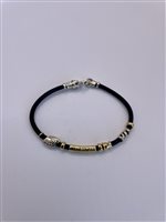 Bracciale Soma Gioielli Uomo Bracciale in oro, cuoio e argento in Pelle MIS B2056 BR CU/AG/OG